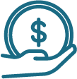 A Dollar Sign Coin Icon in Blue Color